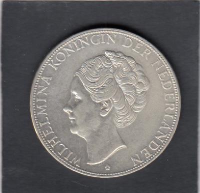 Beschrijving: 2 1/2 Gulden WILHELMINA GROF HAAR